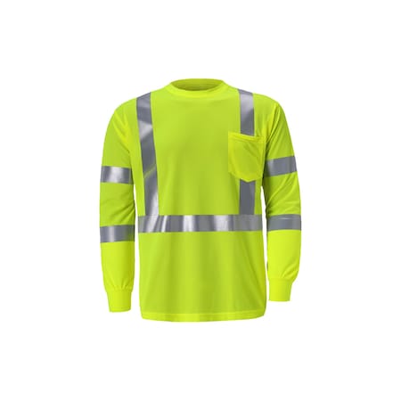 2W International Hi-Vis Long Sleeve T-Shirt, Birdseye, Lime, L TLB135C-3 L